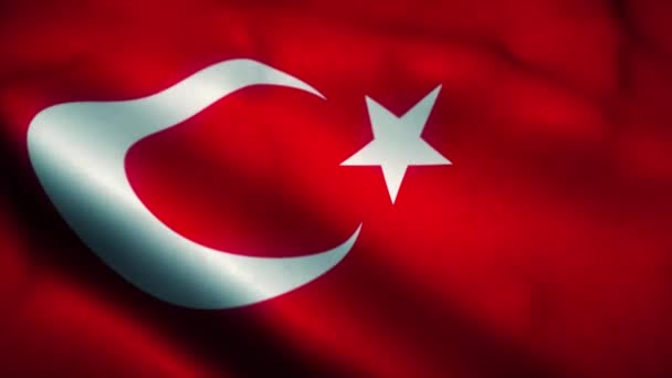 Turkse vlag wapperend in de wind. Nationale vlag van het Turks. Tekenen van Turkse naadloze lus animatie. 4K — Stockvideo
