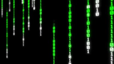 İkili yağmur, yeşil sayılar akışı, 4K soyut arkaplan, matris etkisi