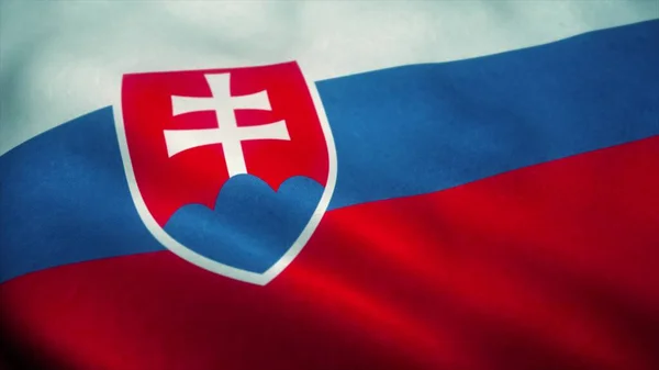 Прапор Словаччини Махає Вітром Національний Прапор Словаччини Підпис Словаччини Рендеринг — стокове фото