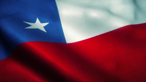 Chile flagga vinkar i vinden. Sömlös ögla med mycket detaljerad textur — Stockvideo