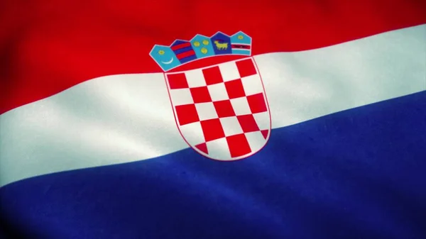 Croatia flag waving in the wind. National flag of Croatia. Sign of Croatia. 3d illustration.