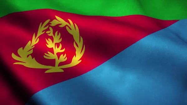 厄立特里亚国旗在风中飘扬 厄立特里亚国旗 厄立特里亚的签署 3D渲染 — 图库照片