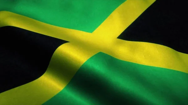 Bandeira Jamaica Acenando Vento Bandeira Nacional Jamaica Sinal Jamaica Renderização — Fotografia de Stock