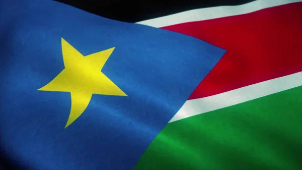 Bandiera Del Sud Sudan Sventola Nel Vento Bandiera Nazionale Del — Foto Stock