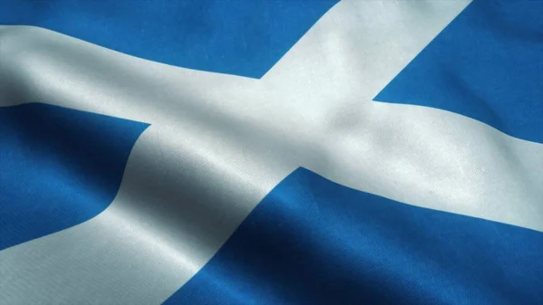 Scotland flag waving in the wind. National flag of Scotland. Sign of Scotland. 3d rendering.
