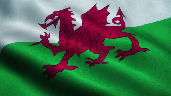 País Gales Bandeira Acenando Vento Signo País Gales Renderização — Fotografia de Stock