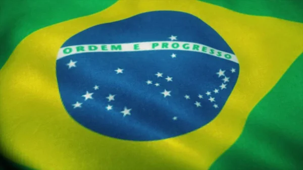 Bandera Brasil Ondeando Viento Bandera Nacional Brasil Signo Brasil Renderizado — Foto de Stock