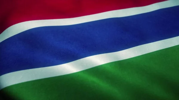 Gambia Flaggan Vinkar Vinden Gambias Flagga Gambias Tecken Konvertering — Stockfoto