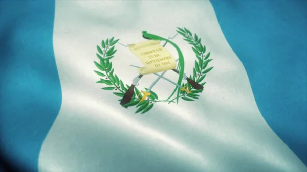 グアテマラの国旗が風になびく グアテマラの国旗 グアテマラのサイン 3Dレンダリング — ストック写真