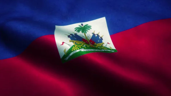 Haiti Zászló Lengett Szélben Haiti Nemzeti Zászlaja Haiti Jele Renderelés — Stock Fotó