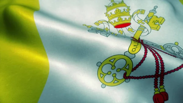 Флаг Ватикана Развевается Ветру Государственный Флаг Ватикана Знак Ватикана Рендеринг — стоковое фото