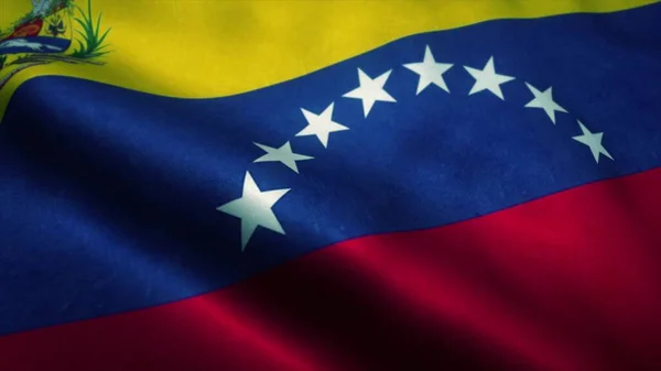委内瑞拉国旗在风中飘扬 委内瑞拉的国旗 委内瑞拉的标志 3D渲染 — 图库照片
