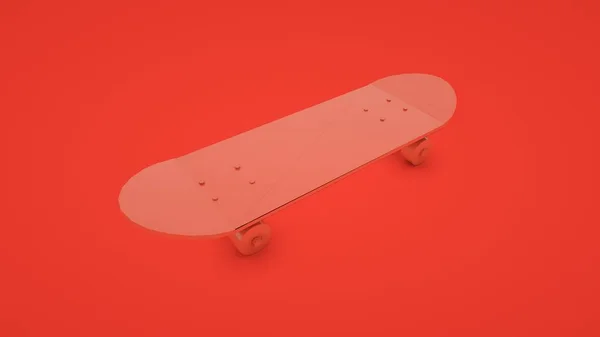 Rotes Skateboard Isoliert Auf Rotem Hintergrund Darstellung — Stockfoto