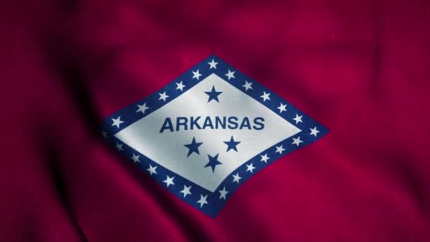 Bandeira do estado de Arkansas acenando no vento contra fundo tela verde — Vídeo de Stock