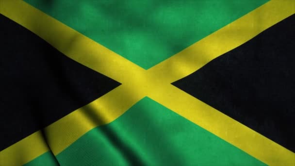 Bandeira da Jamaica acenando ao vento. loop sem costura com textura de tecido altamente detalhado — Vídeo de Stock