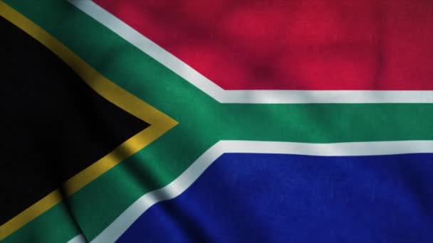 南アフリカの国旗が風になびく。非常に詳細な生地のテクスチャとシームレスなループ — ストック動画