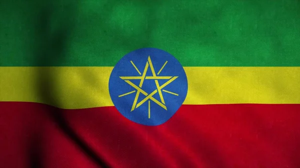 Bandiera Etiope Sventola Nel Vento Bandiera Nazionale Dell Etiopia Segno — Foto Stock