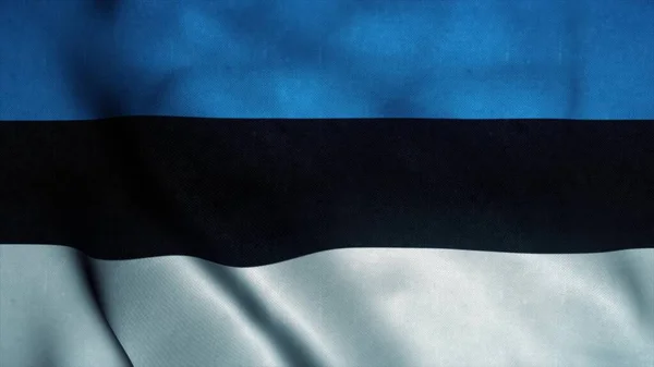エストニアの国旗が風になびく エストニアの国旗 エストニアのサインだ 3Dイラスト — ストック写真