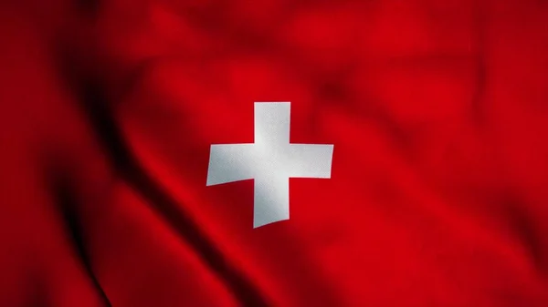 Zwitserland Vlag Wapperend Wind Nationale Vlag Van Zwitserland Teken Van — Stockfoto