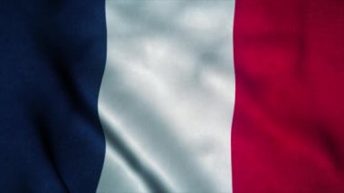 Fransa bayrağı rüzgarda dalgalanıyor. Fransa bayrağı. Fransa 'nın kusursuz döngü animasyonunun işareti. 4K