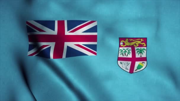 Флаг Фиджи размахивает ветром. Государственный флаг Фиджи. Признак бесшовной анимации цикла Фиджи. 4K — стоковое видео