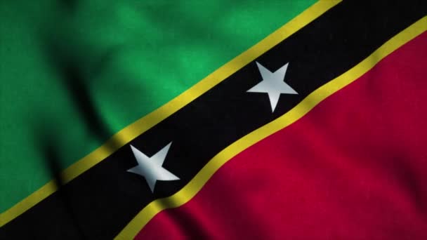 Drapeau de Saint-Kitts-et-Nevis agitant le vent. Drapeau national de Saint-Kitts-et-Nevis. Signe de Saint-Kitts-et-Nevis animation en boucle transparente. 4K — Video