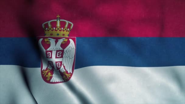 Serbia flag waving in the wind. National flag of Serbia. Sign of Serbia seamless loop animation. 4K — Stock Video