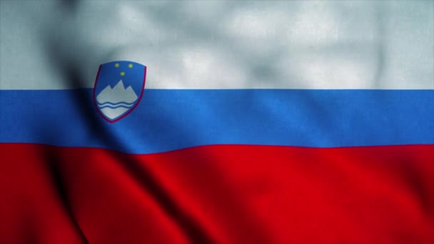 スロベニアの国旗が風になびく。スロベニアの国旗。スロベニアのシームレスなループアニメーションの兆候。4K — ストック動画