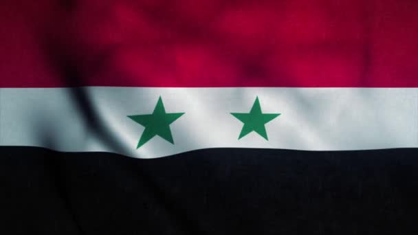 Сирийский флаг, размахивающий ветром. Государственный флаг Сирии. Символ Сирии плавная петля анимации. 4K — стоковое видео