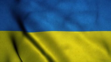 Ukrayna bayrağı rüzgarda dalgalanıyor. Ukrayna bayrağı. Ukrayna 'nın kusursuz döngü animasyonunun işareti. 4K