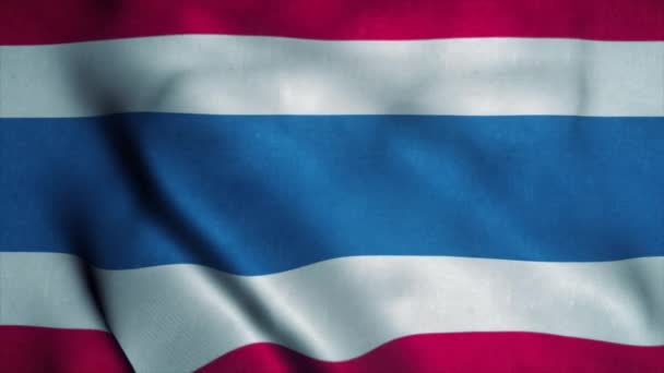 Tayland bayrağı rüzgarda dalgalanıyor. Tayland bayrağı. Tayland 'ın kusursuz döngü animasyonunun işareti. 4K — Stok video