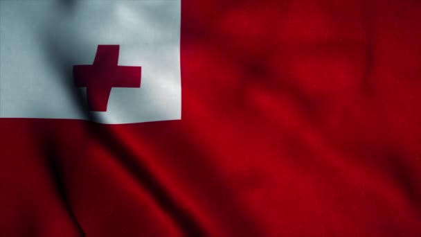 Tonga flaggan viftar i vinden. Tongas flagga. Tecken på Tonga sömlös loop animation. 4K — Stockvideo