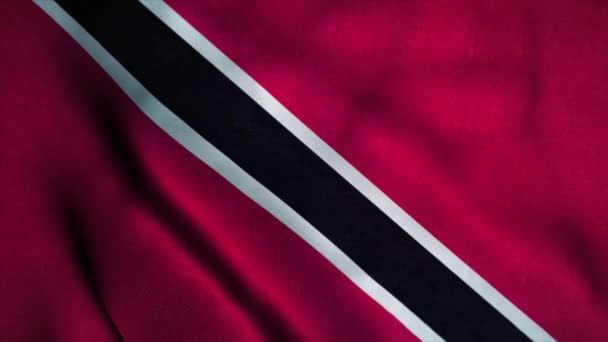 Trinidad ve Tobago bayrağı rüzgarda sallanıyor. Trinidad ve Tobago 'nun ulusal bayrağı. Trinidad ve Tobago 'nun kusursuz döngü animasyonunun işareti. 4K — Stok video