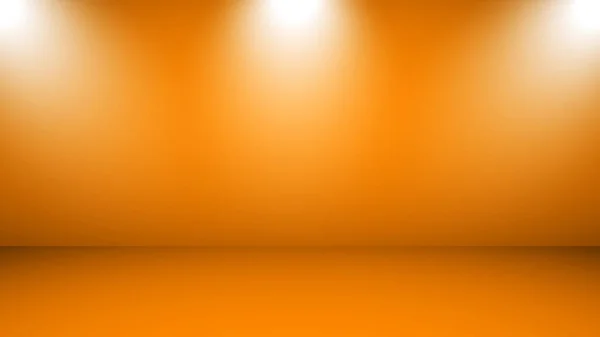 Pavimento vuoto sfondo arancione camera studio gradiente riflettore sullo sfondo. Contesto del prodotto — Foto Stock