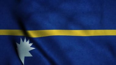 Nauru bayrağı rüzgarda dalgalanıyor. Ulusal Nauru bayrağı. Nauru 'nun kusursuz döngü animasyonunun işareti. 4K