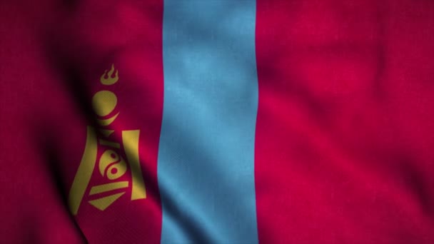 Bandeira da Mongólia acenando ao vento. Bandeira nacional da Mongólia. Sinal da Mongólia animação loop sem costura. 4K — Vídeo de Stock