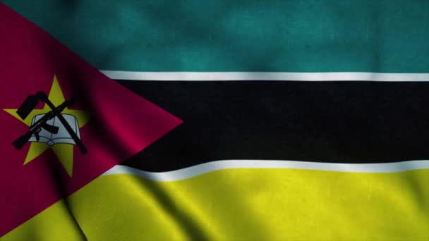 Mozambique vlag wapperend in de wind. Nationale vlag van Mozambique. Teken van Mozambique naadloze lus animatie. 4k — Stockvideo