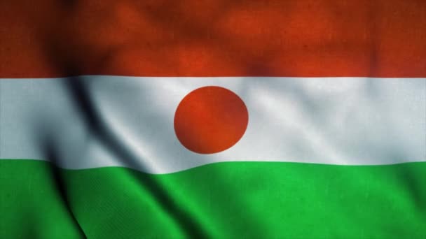 Niger-Flagge weht im Wind. Nationalflagge von Niger. Zeichen der Animation einer Nahtlosschleife im Niger. 4k — Stockvideo