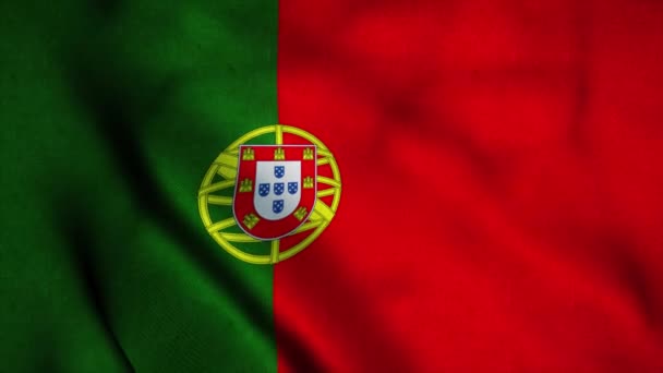 Portugál zászló lengett a szélben. Portugália nemzeti lobogója. Portugália zökkenőmentes hurok animáció jele. 4k