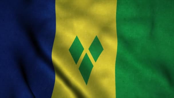 Saint Vincent en de Grenadines vlag wapperen in de wind. Teken van Saint Vincent en de Grenadines naadloze lus animatie. 4K — Stockvideo