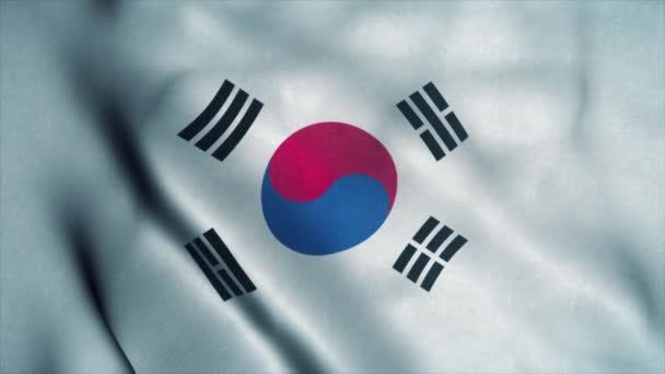 South Korea flag waving in the wind. National flag of South Korea. Sign of South Korea seamless loop animation. 4K — Stock Video