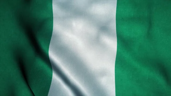 Nigeryjska flaga wisi na wietrze. Flaga narodowa Nigerii. Znak Nigerii. Ilustracja 3D — Zdjęcie stockowe