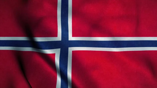 Flaga Norwegii powiewa na wietrze. Flaga narodowa Norwegii. Znak Norwegii. Ilustracja 3D — Zdjęcie stockowe