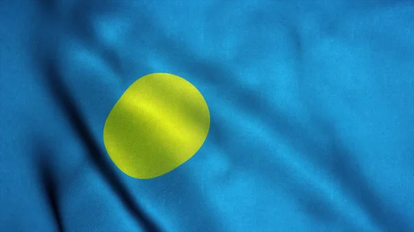 Bandeira de Palau acenando ao vento. Bandeira nacional de Palau. Sinal de Palau. ilustração 3d — Fotografia de Stock