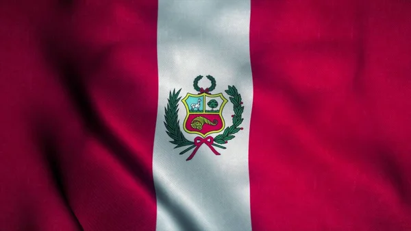 페루는 바람에 흔들리고 있다. 페루의 국기. 페루의 신호입니다. 3D 삽화 — 스톡 사진