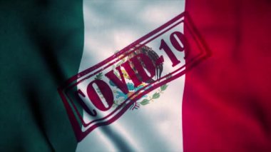 Meksika bayrağında Covid-19 damgası. Coronavirus konsepti