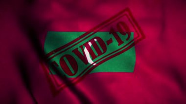 Ulusal Maldivler bayrağında Covid-19 damgası. Coronavirus konsepti