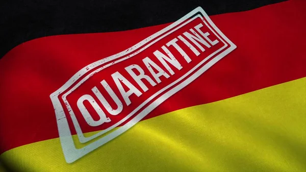Karantänstämpel Tysklands Nationella Flagga Coronavirus Konceptet Illustration — Stockfoto