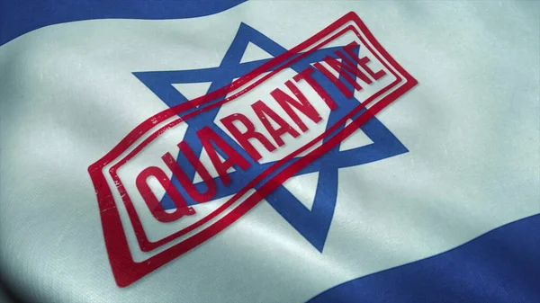 Quarantäne Stempel Auf Der Israelischen Nationalflagge Coronavirus Konzept Illustration — Stockfoto