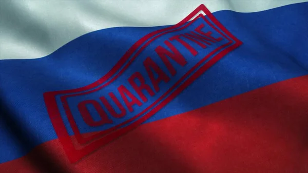 Karanténní Razítko Ruské Národní Vlajce Koncept Koronaviru Ilustrace — Stock fotografie
